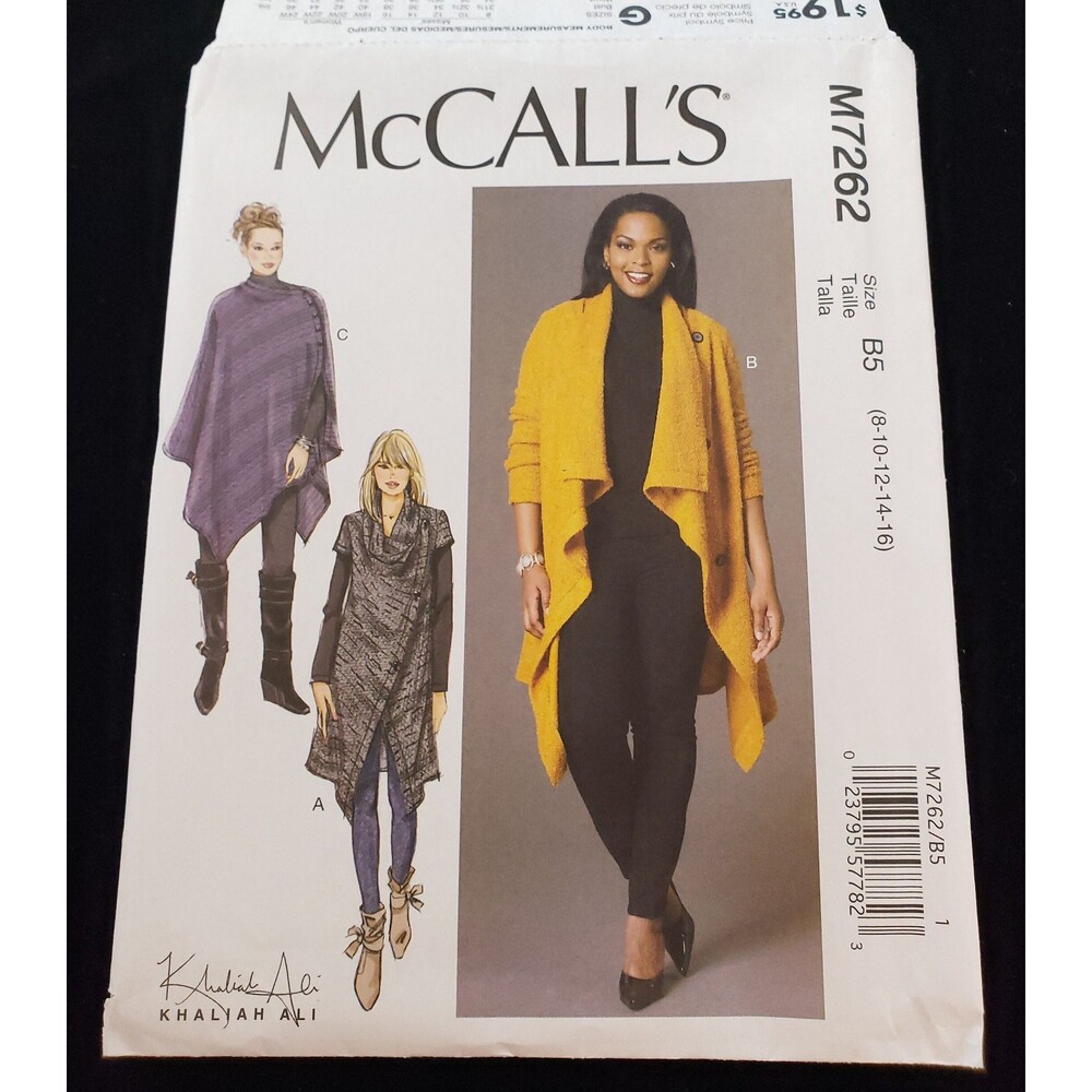 Misses/Women's Sweater Coats & Poncho Sewing Pattern McCall's M7262, Loose Fit
